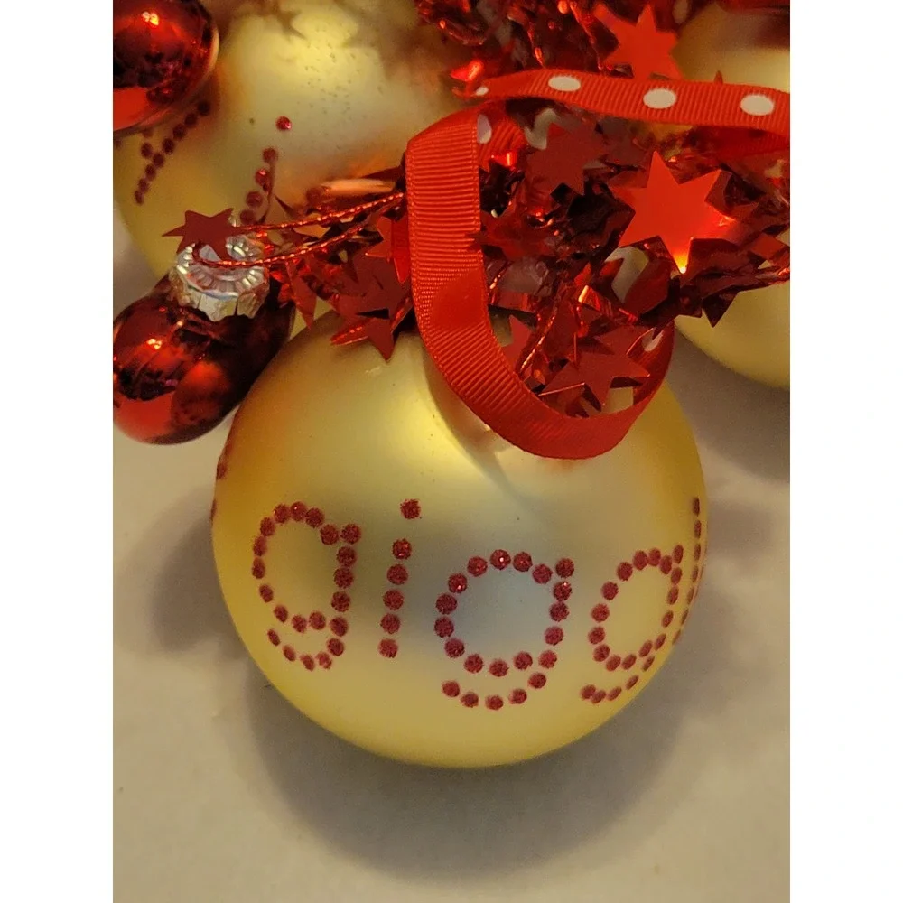 VTG Quacker Factory Sparkle Shine Christmas Ornaments Baker's Dozen Gold Red Set